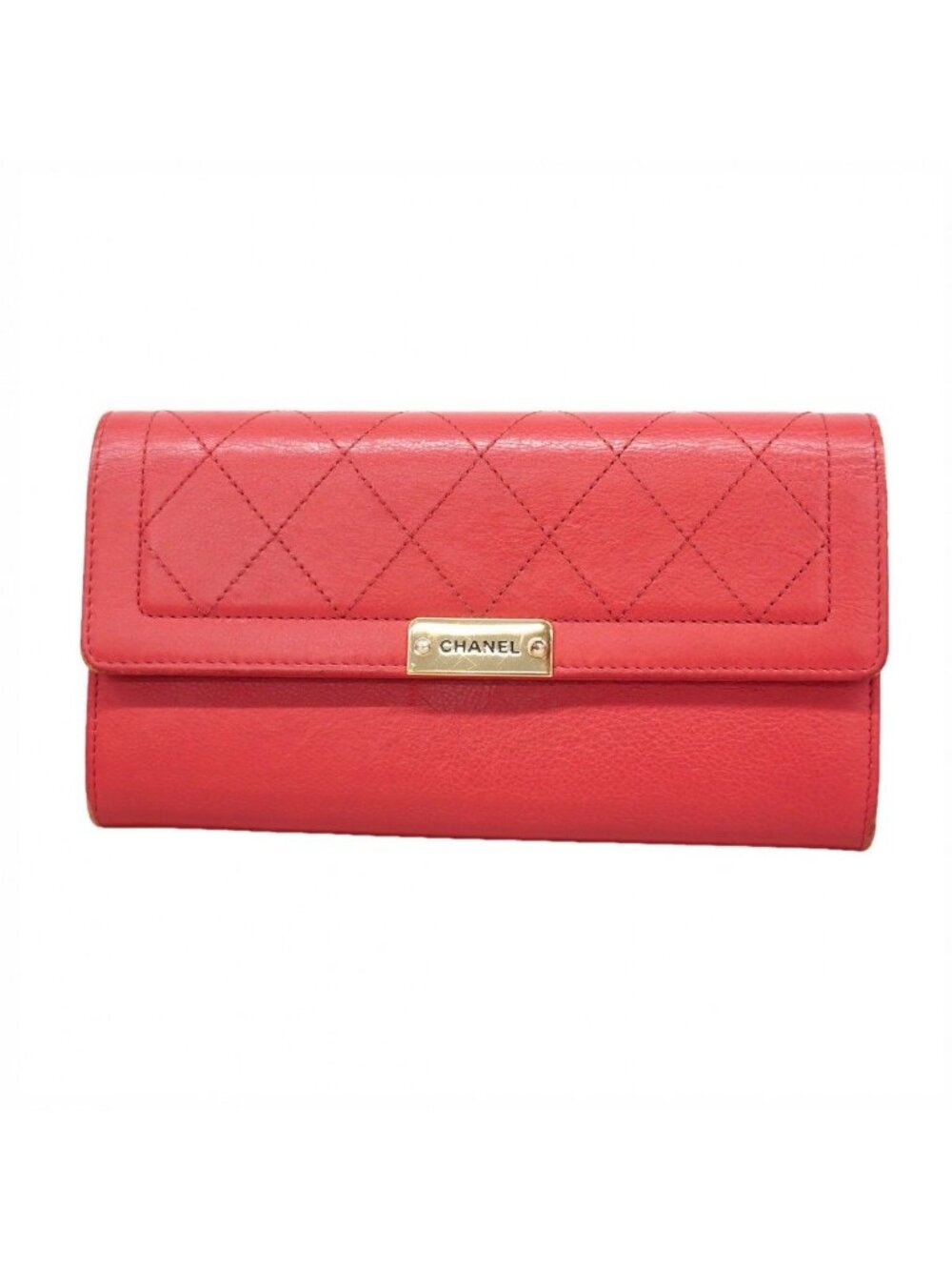 Chanel Wallet Quilted Leather Pink Gold